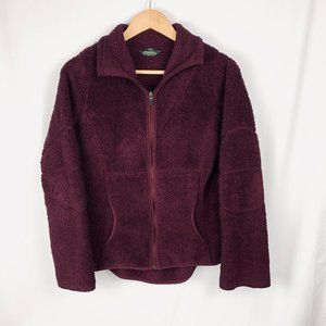 Eddie Bauer Burgundy Sherpa Fleece Zip Jkt Sz S